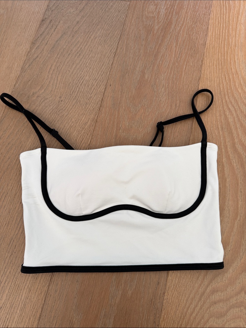 ALO Yoga White Bandeau Bralette with Black Trim